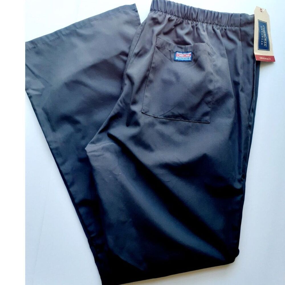Cherokee Workwear Dark Grey Modern Classic Drawstring Men's Scrub Pants M NWT